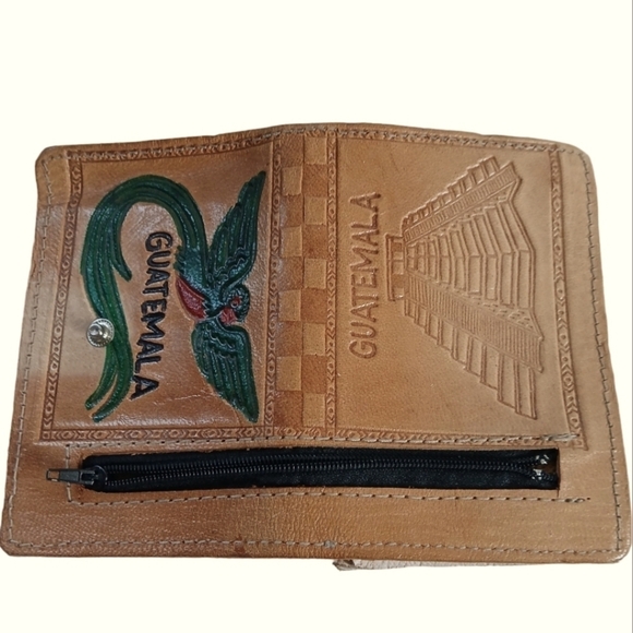 Guatemala Tourist Wallet Leather Embossed Hand Painted Crafts Mexico Unisex - Picture 3 of 14